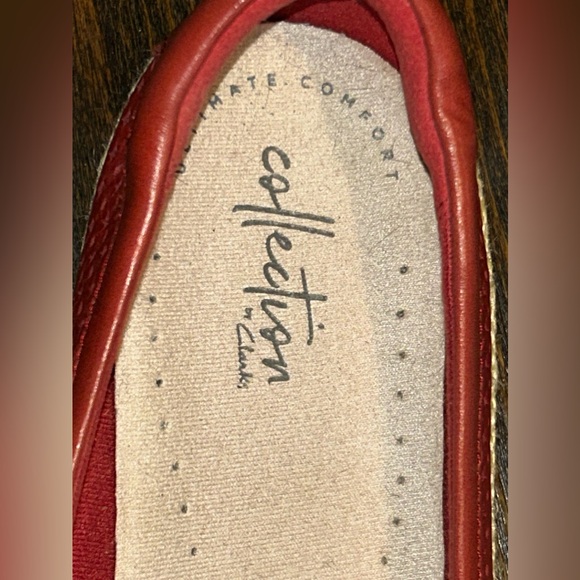 Clarks Women's Danelly Adira Summer ballerina Ballet Flat, Red Leather size 6.5 - Picture 6 of 9
